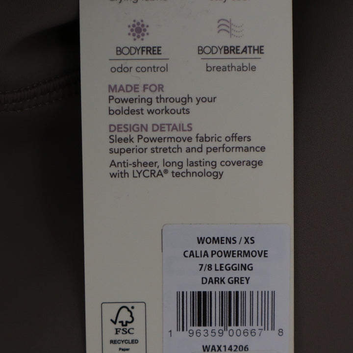 Calia Womens Powermove 7/8 Legging Dark Grey High Rise XS NEW