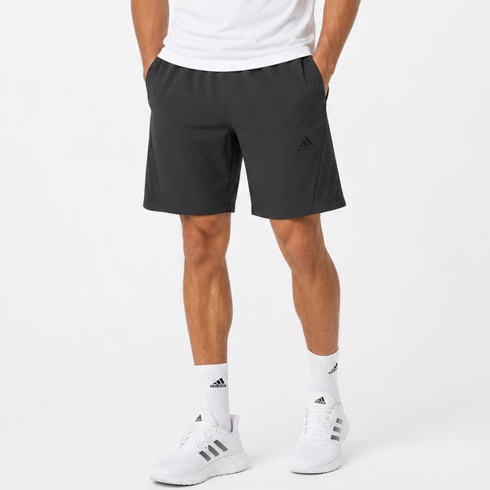 Adidas Mens Training Shorts Charcoal Grey Black Elastic Waist Perforated Small