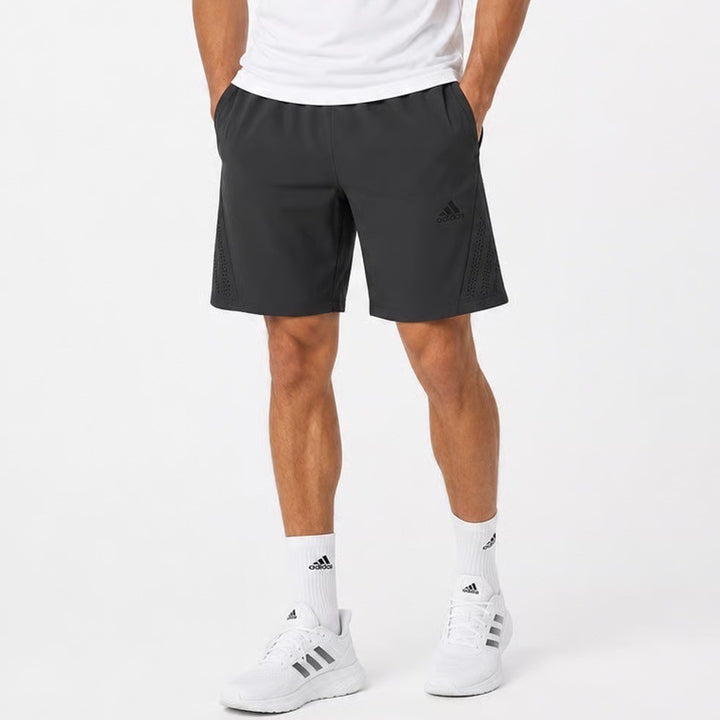 Adidas Mens Training Shorts Charcoal Grey Black Elastic Waist Perforated Small
