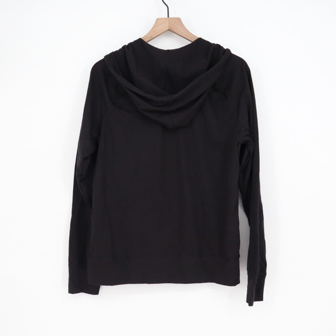 American Giant Hoodie Womens Medium Black Ribbed Full Zip Pockets Raglan Sleeve