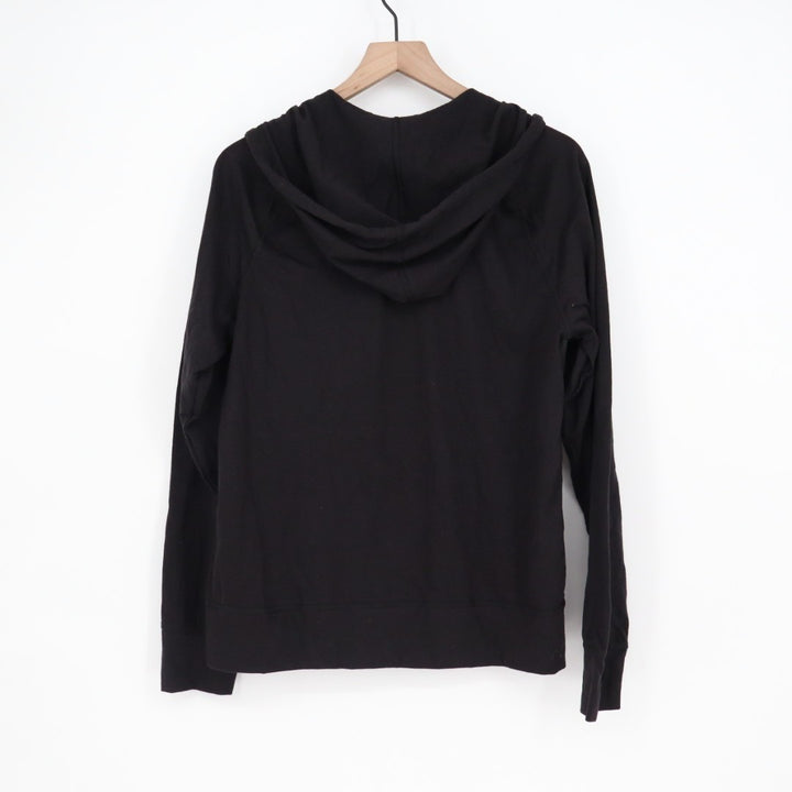 American Giant Hoodie Womens Medium Black Ribbed Full Zip Pockets Raglan Sleeve