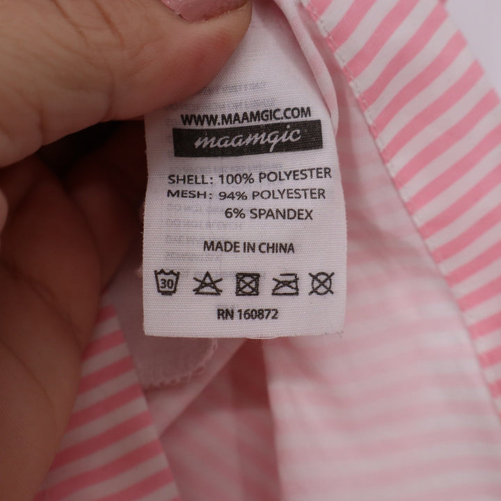 Maamgic Mens Pink White Striped Swim Trunks Beach Club Mesh Lined Shorts Large
