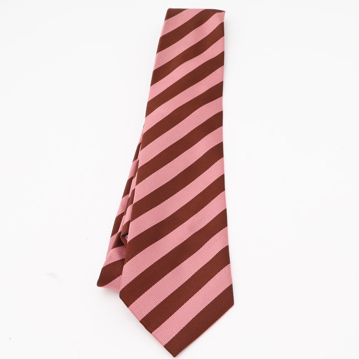 Lavorazione Artigianale Necktie Mens OS Striped Pink Brown Ribbed Excellent