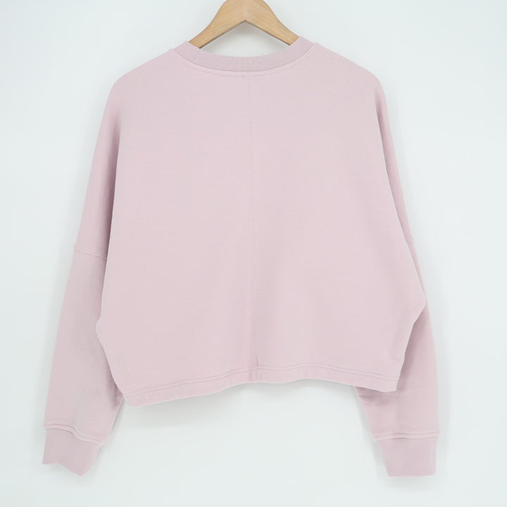 Athleta Sweatshirt Womens Medium Pink Cotton Stretch Ribbed Crew Neck Pullover