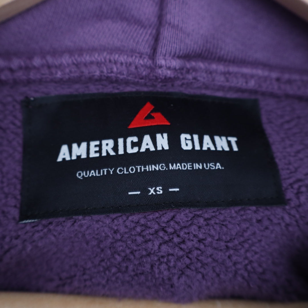 American Giant American Vintage Hoodie Unisex XS Purple Cotton Kangaroo Pocket