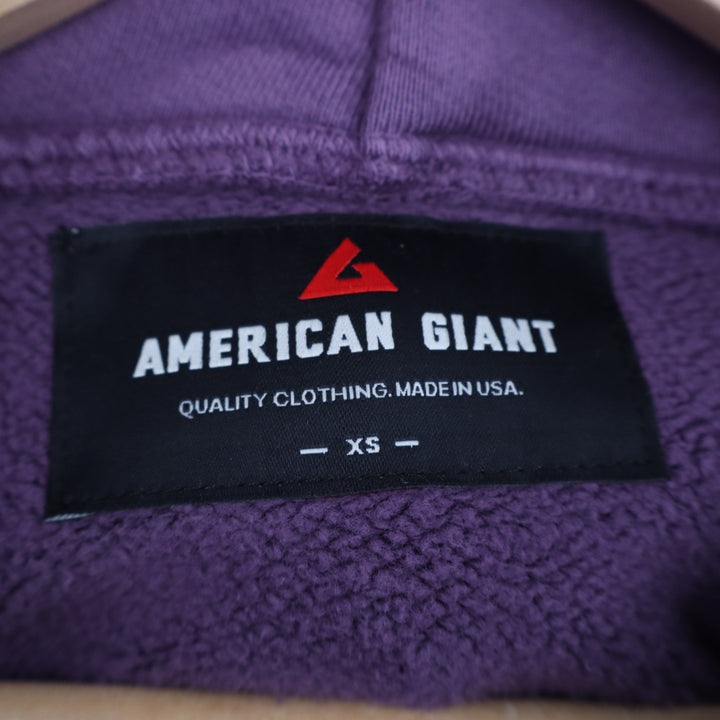 American Giant American Vintage Hoodie Unisex XS Purple Cotton Kangaroo Pocket