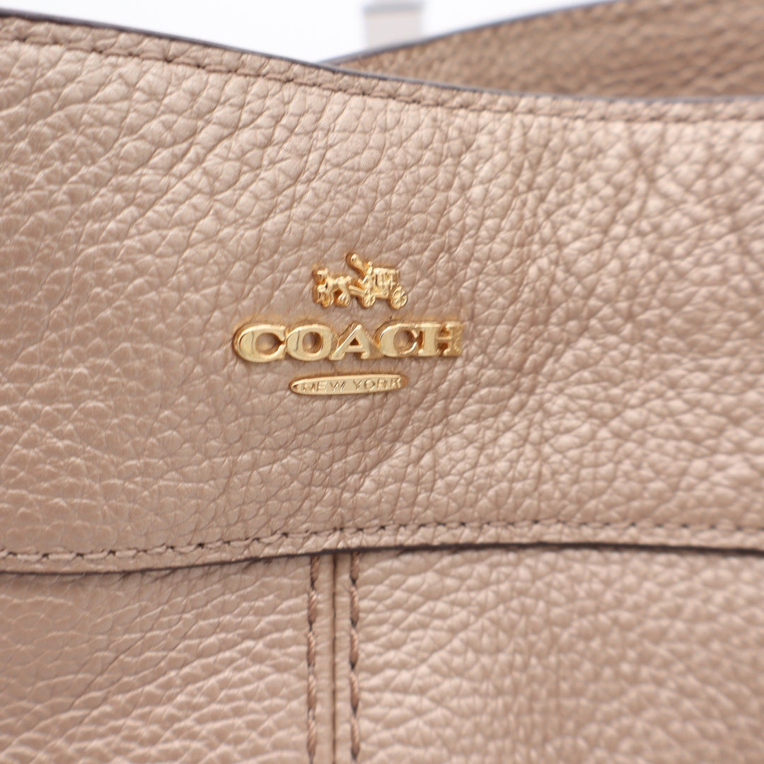Coach Lexy Shoulder Bag Metallic Taupe Pebbled Leather Gold Hardware