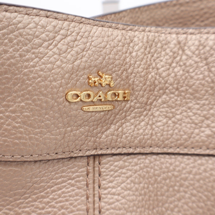 Coach Lexy Shoulder Bag Metallic Taupe Pebbled Leather Gold Hardware