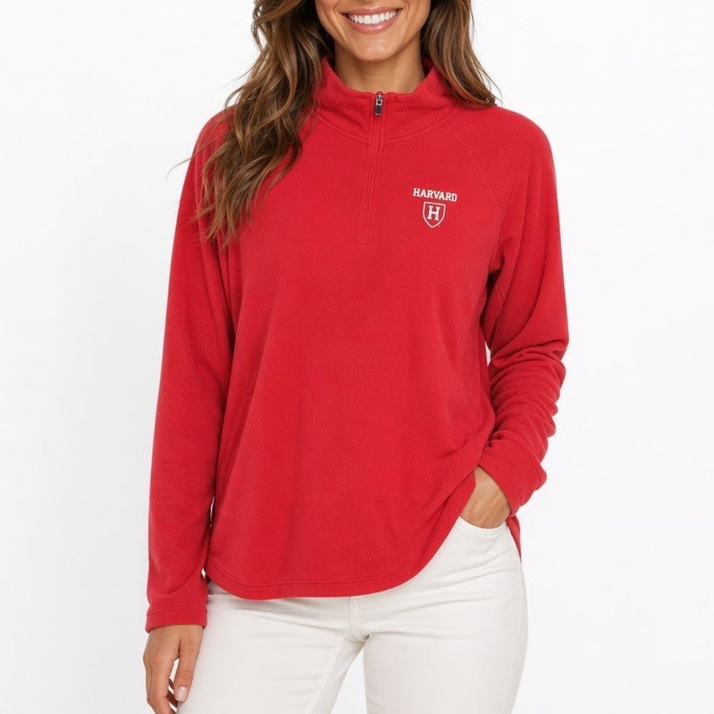 Colosseum Harvard University Crimson Quarter Zip Pullover Mens XL Red NWT