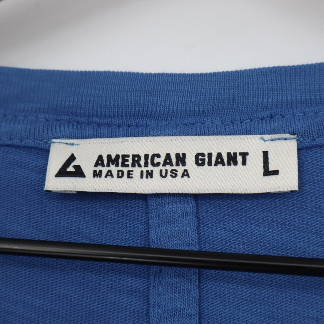 American Giant Premium Slub T-Shirt Womens Large Blue Cotton V-Neck Pullover