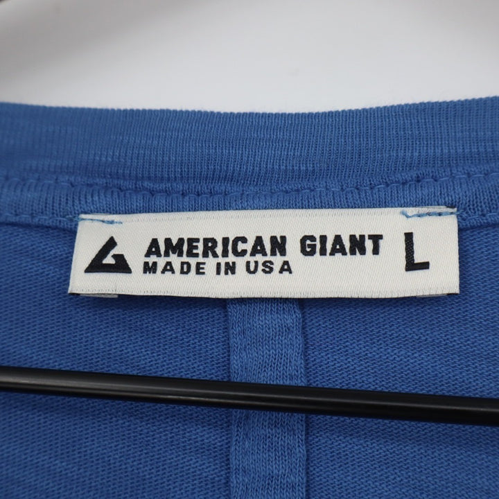 American Giant Premium Slub T-Shirt Womens Large Blue Cotton V-Neck Pullover