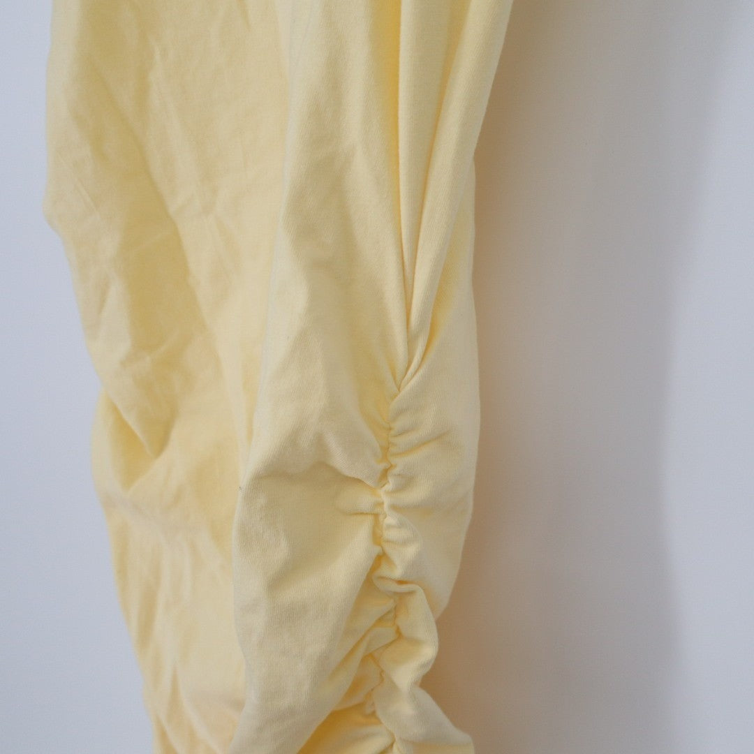 Lulus Lavina Midi Bodycon Dress Womens Small Light Yellow Jersey Knit Sleeveless