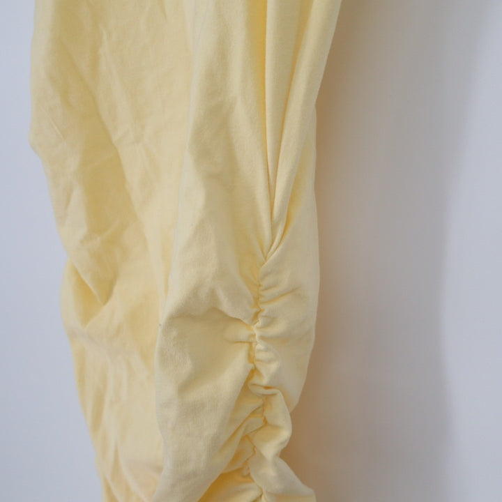 Lulus Lavina Midi Bodycon Dress Womens Small Light Yellow Jersey Knit Sleeveless
