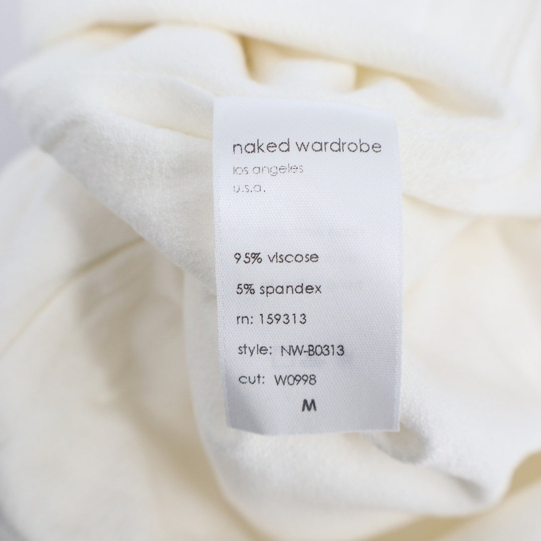 Naked Wardrobe Cream Turtleneck Long Sleeve Bodysuit Womens Medium