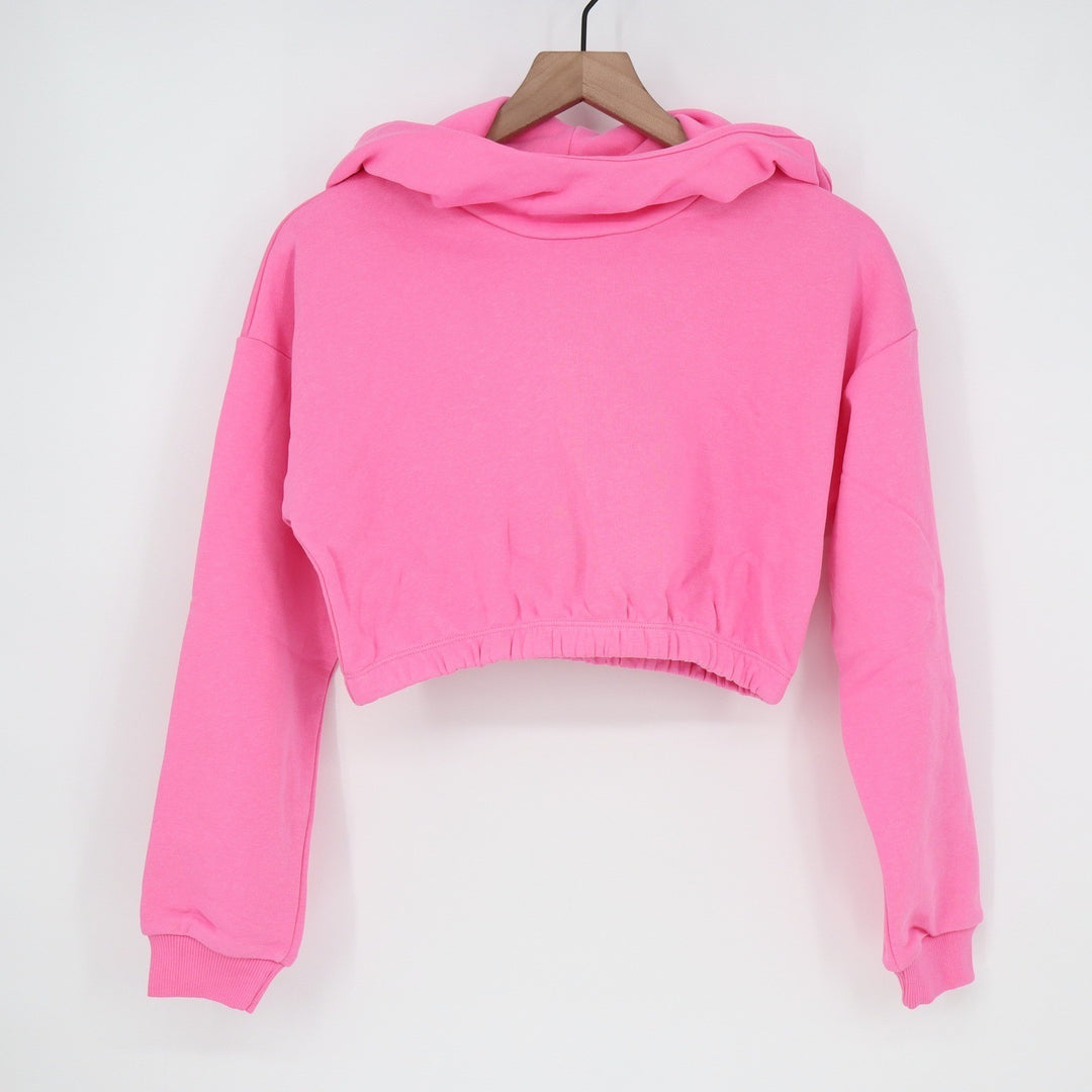 Naked Wardrobe Womens Neon Pink Cropped Hoodie Sweatshirt Size S