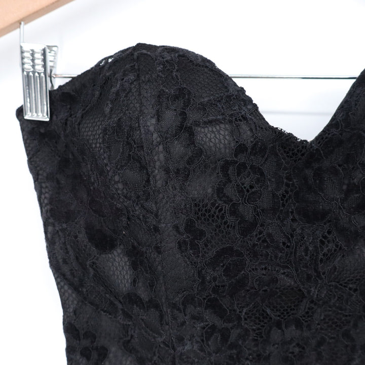 Naked Wardrobe The Statement Black Lace Corset Crop Top Sweetheart L