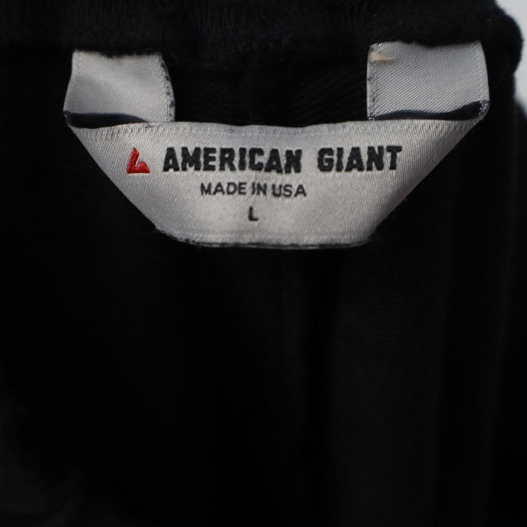 American Giant Ankle Pants Womens Large Black Cotton Pull On Wide Leg Casual