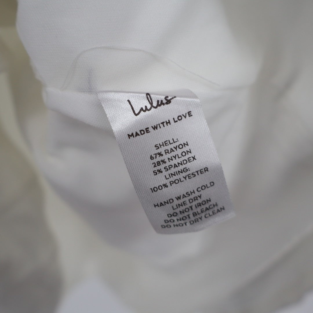 Lulus Always Admired Mini Dress Womens Small White Stretch Side Slit Scoop Neck