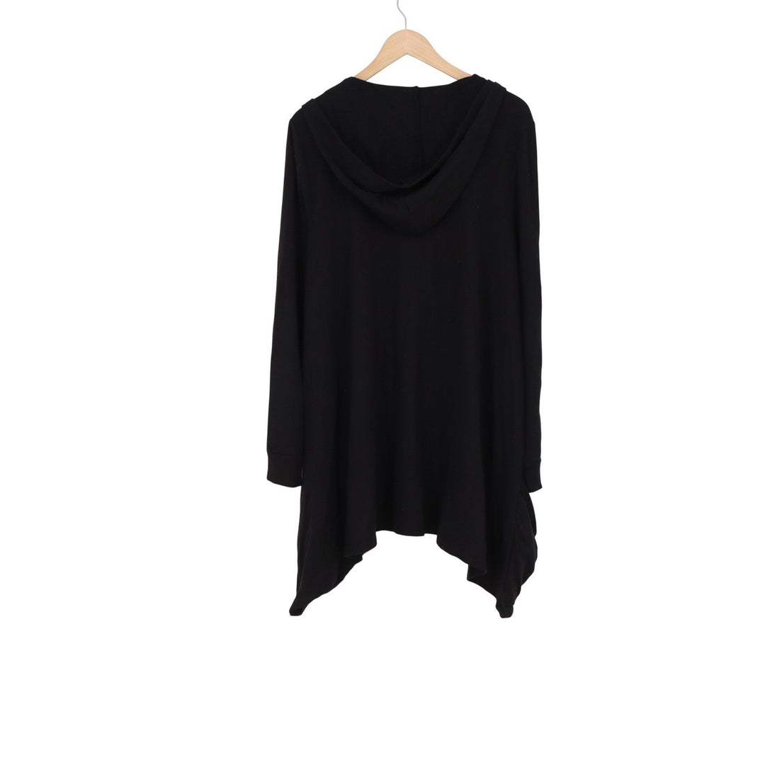 Context Cardigan Womens XL Full Zip Hoodie Black Sharkbite Hem Ribbed Good