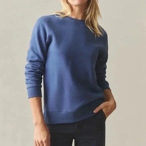 American Giant Midweight Sweatshirt Womens XS Blue Cotton Fleece Lined Side Slit