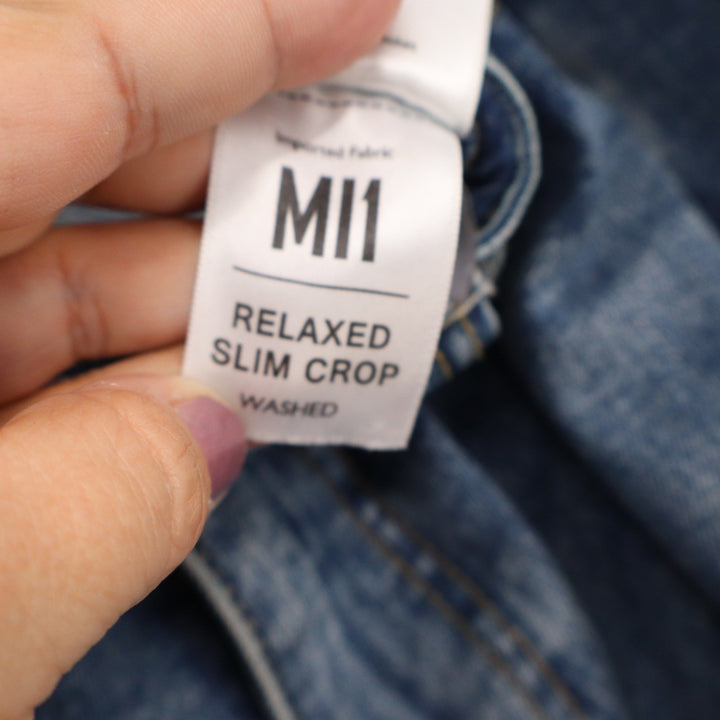 PLAC MI1 Relaxed Slim Crop Washed Blue Denim Jeans Mens Size M