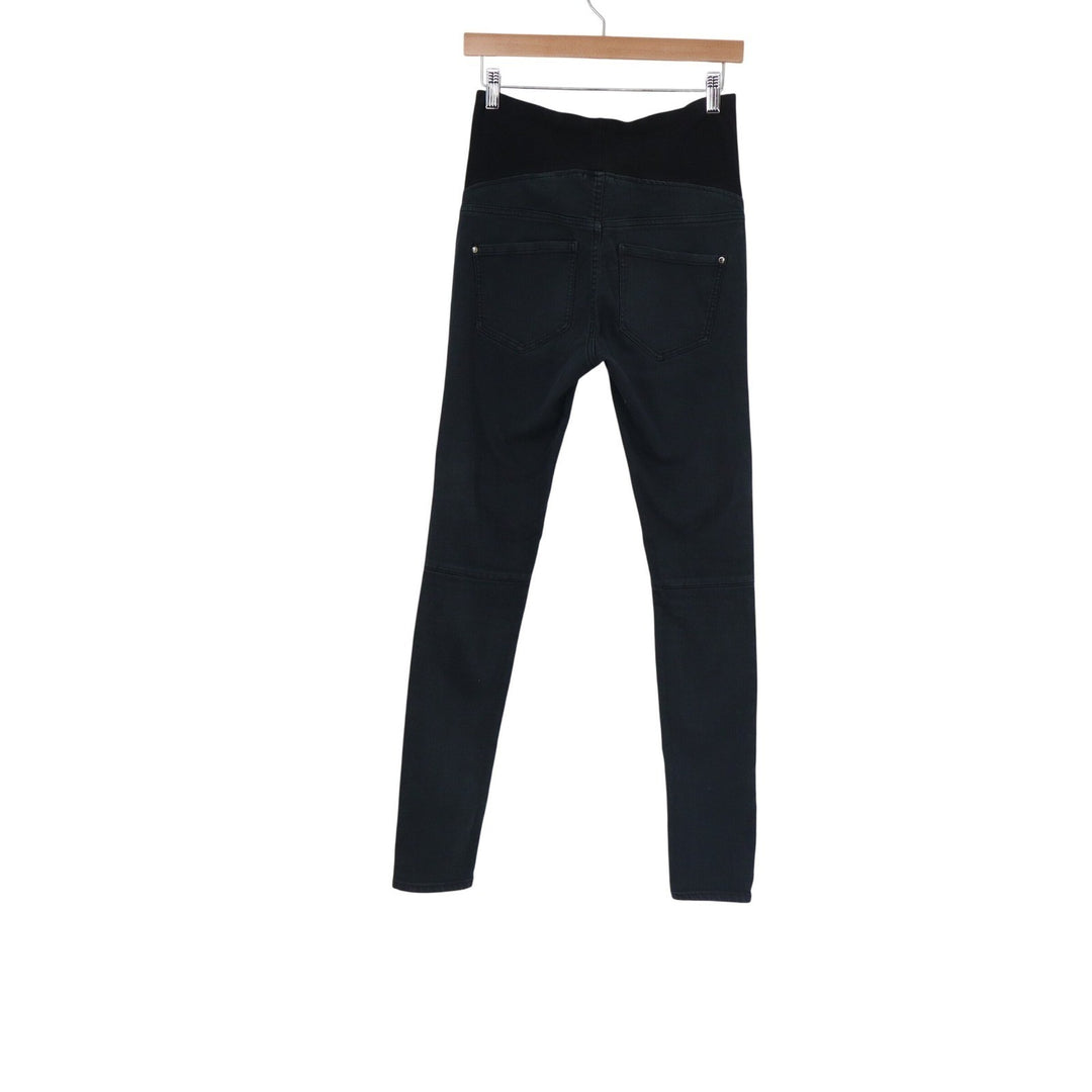 HM MAMA Maternity Moto Skinny Jeans Dark Gray Ribbed Knee Over Belly Size 6