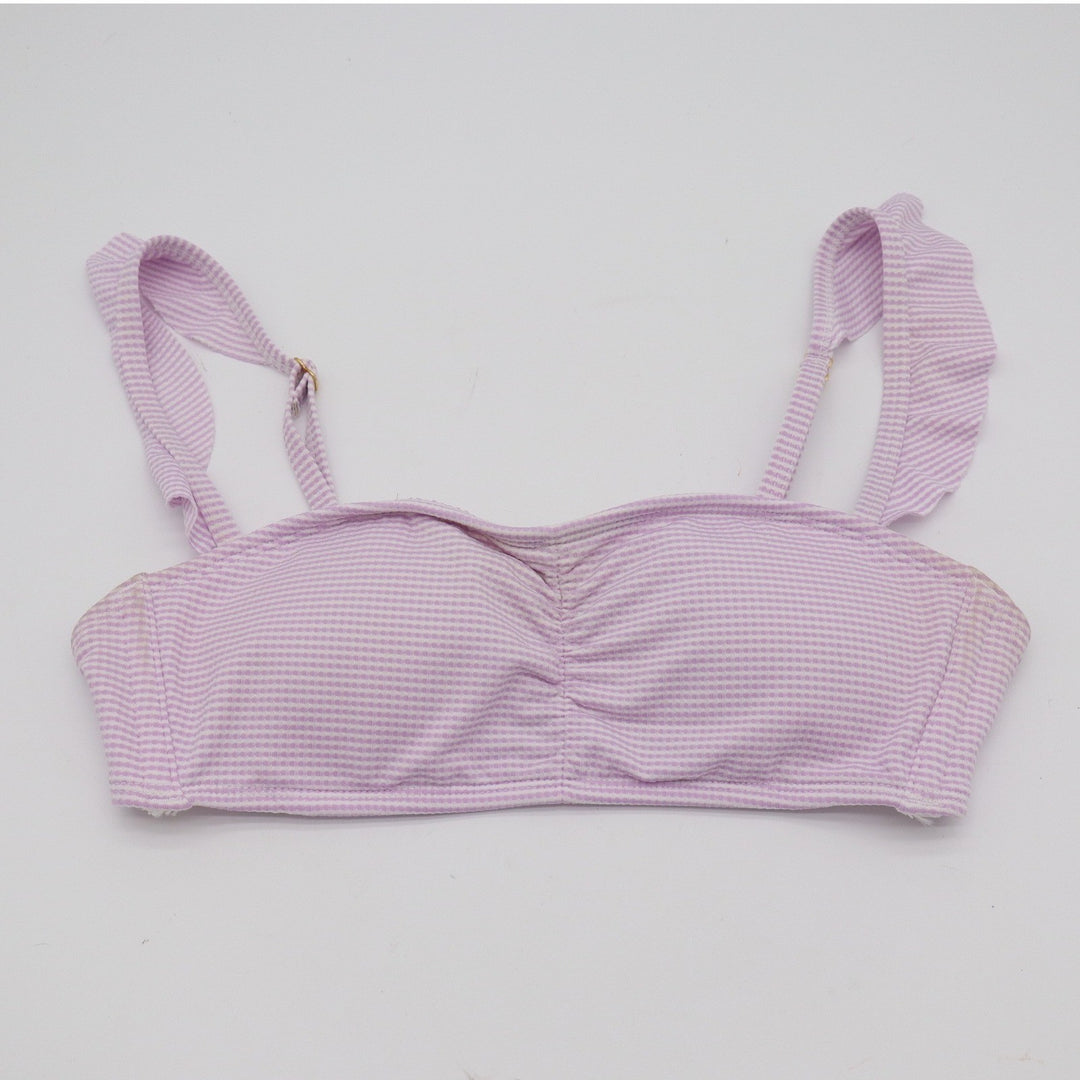 Xhilaration Purple White Seersucker Ruffle Bikini Top Small