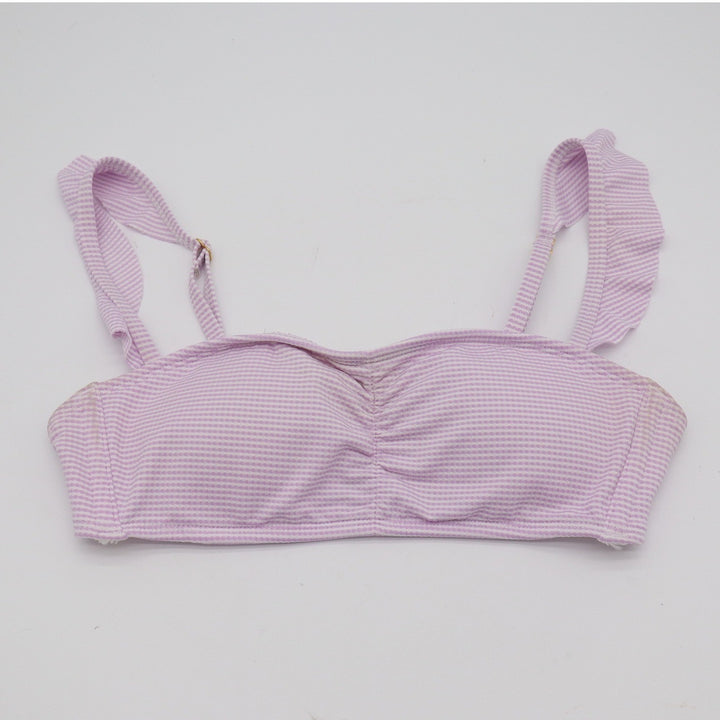 Xhilaration Purple White Seersucker Ruffle Bikini Top Small