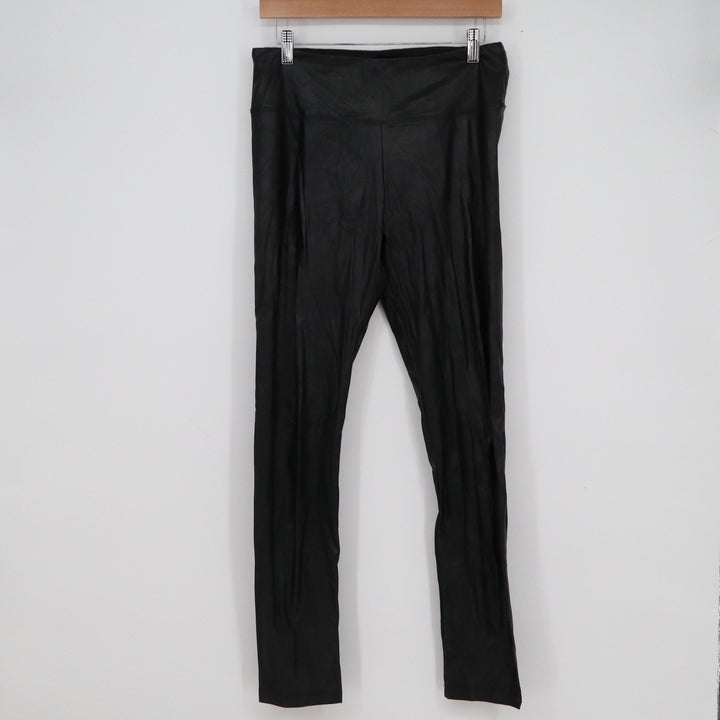 Saints 21 Black Faux Leather Leggings High Rise Stretch Large
