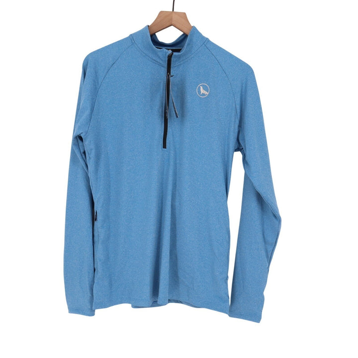 Polar Seal Heated Shirt Womens XL Alpine Blue 1/4 Zip Raglan Thumb Hole Sleeve