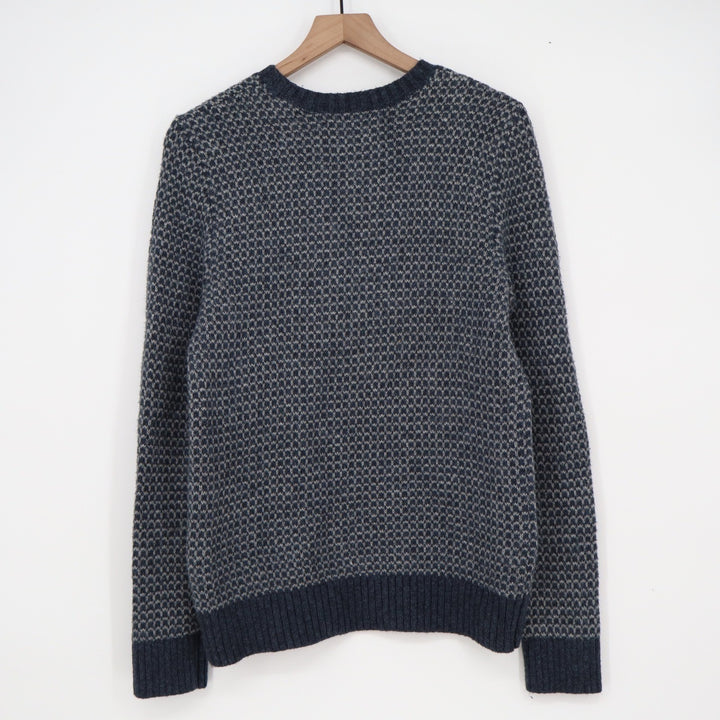 Abercrombie & Fitch Mens S Navy Blue Grey Birds Eye Knit Crewneck Sweater