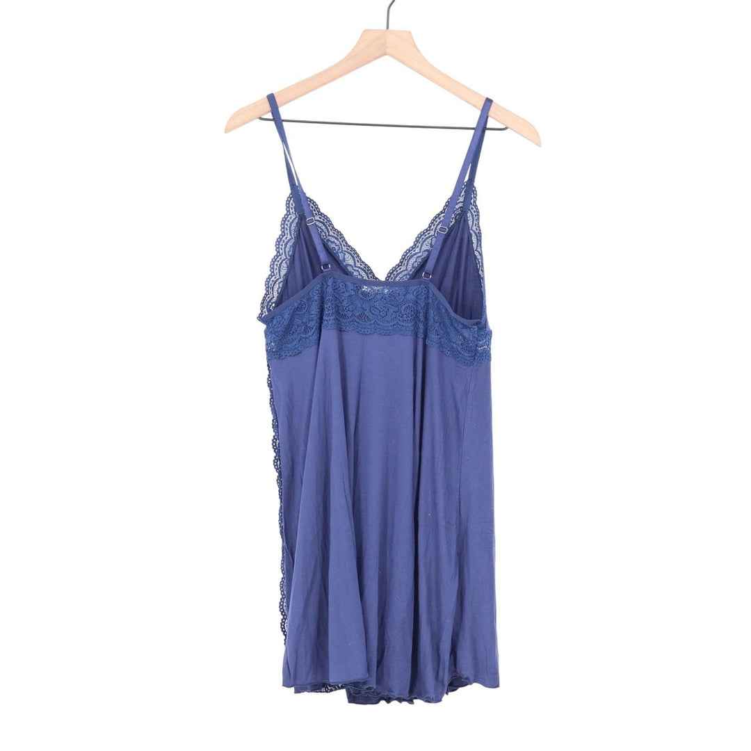 BemorRun Blue Lace Trim Chemise Nightgown Adjustable Straps Size L KLD 4294