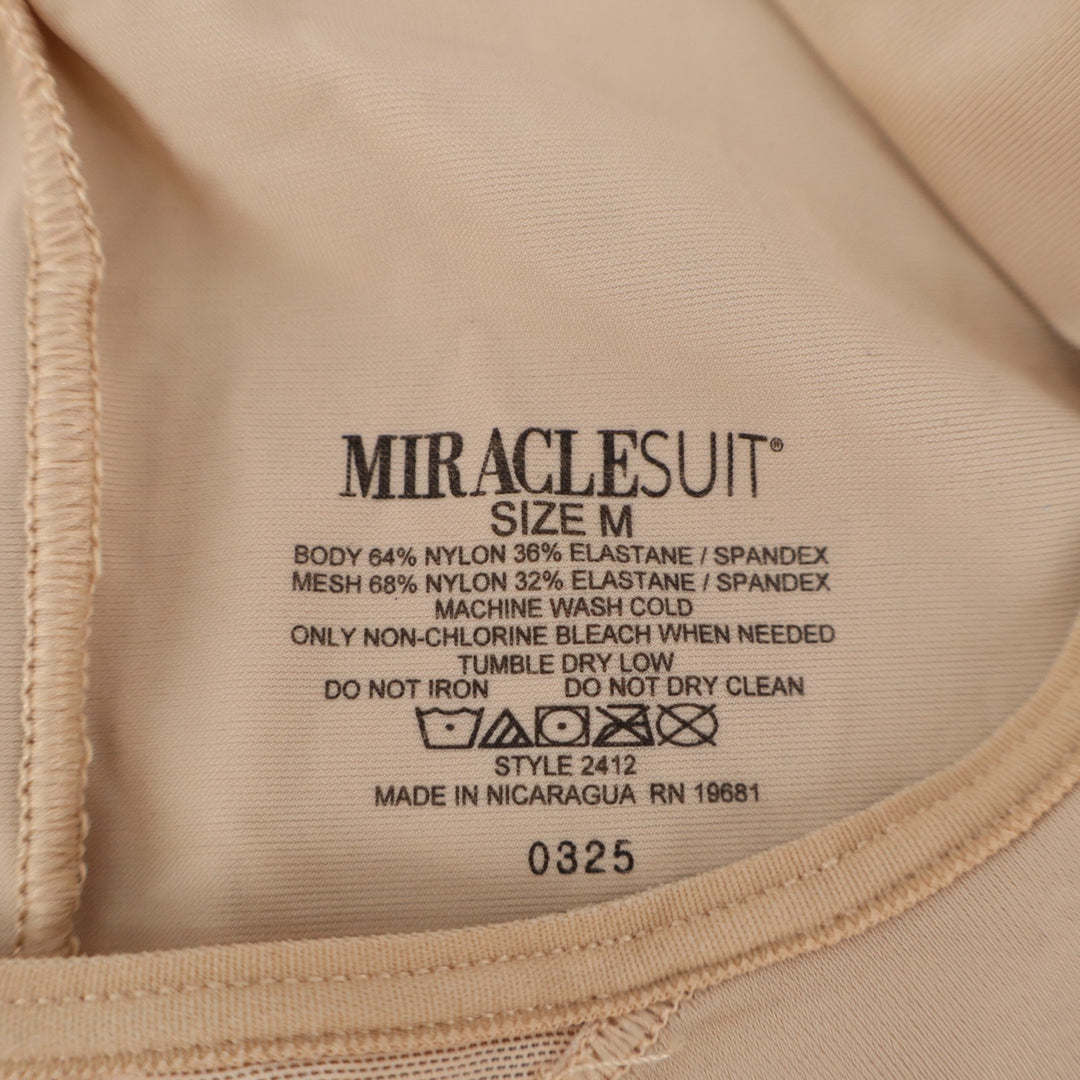 Miraclesuit Tummy Tuck Extra Firm Control Open Bust Bodysuit Short Women M Beige