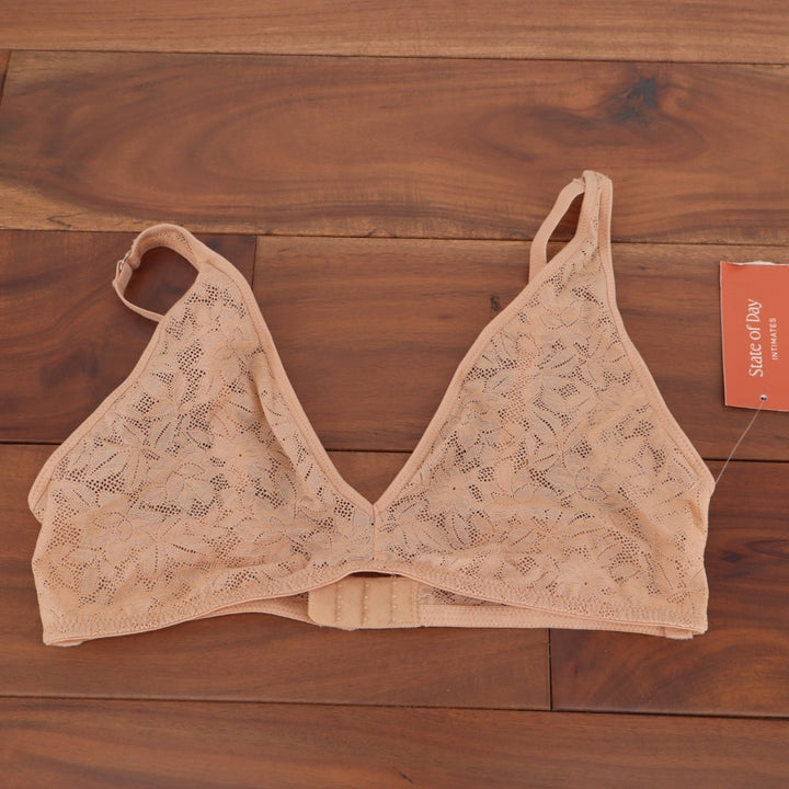 State Of Day Intimates Triangle Bra Womens XS Nude Lace Stretch Adjustable Strap