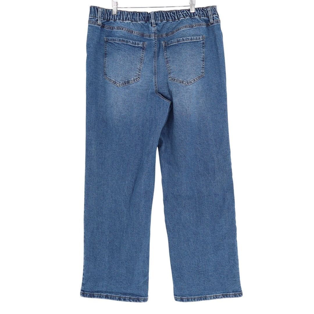 No Boundaries Jeans Womens 2XL Blue Denim Cotton Stretch High Rise Wide Leg