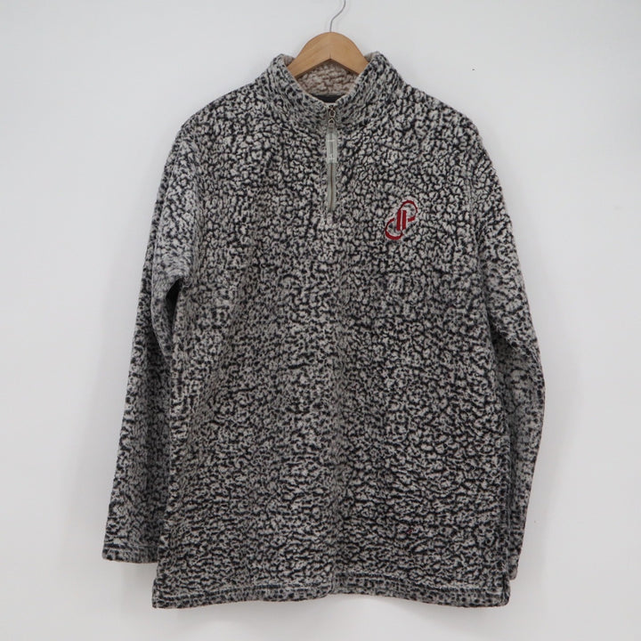J. America Mens XXL Grey Sherpa Fleece Quarter Zip Pullover Logo Jacket