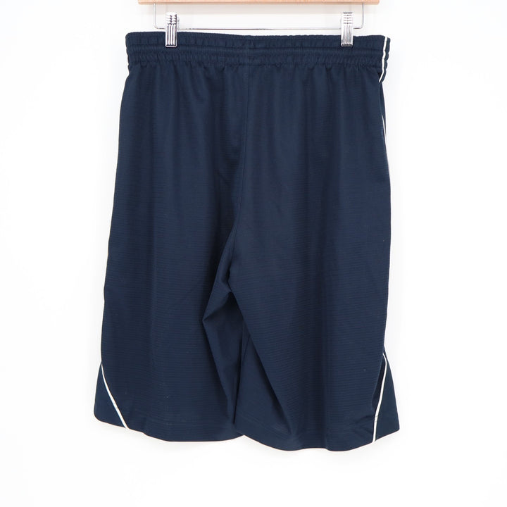 Nike Basketball Shorts Mens Medium Navy Blue Embroidered Swoosh Logo Athletic
