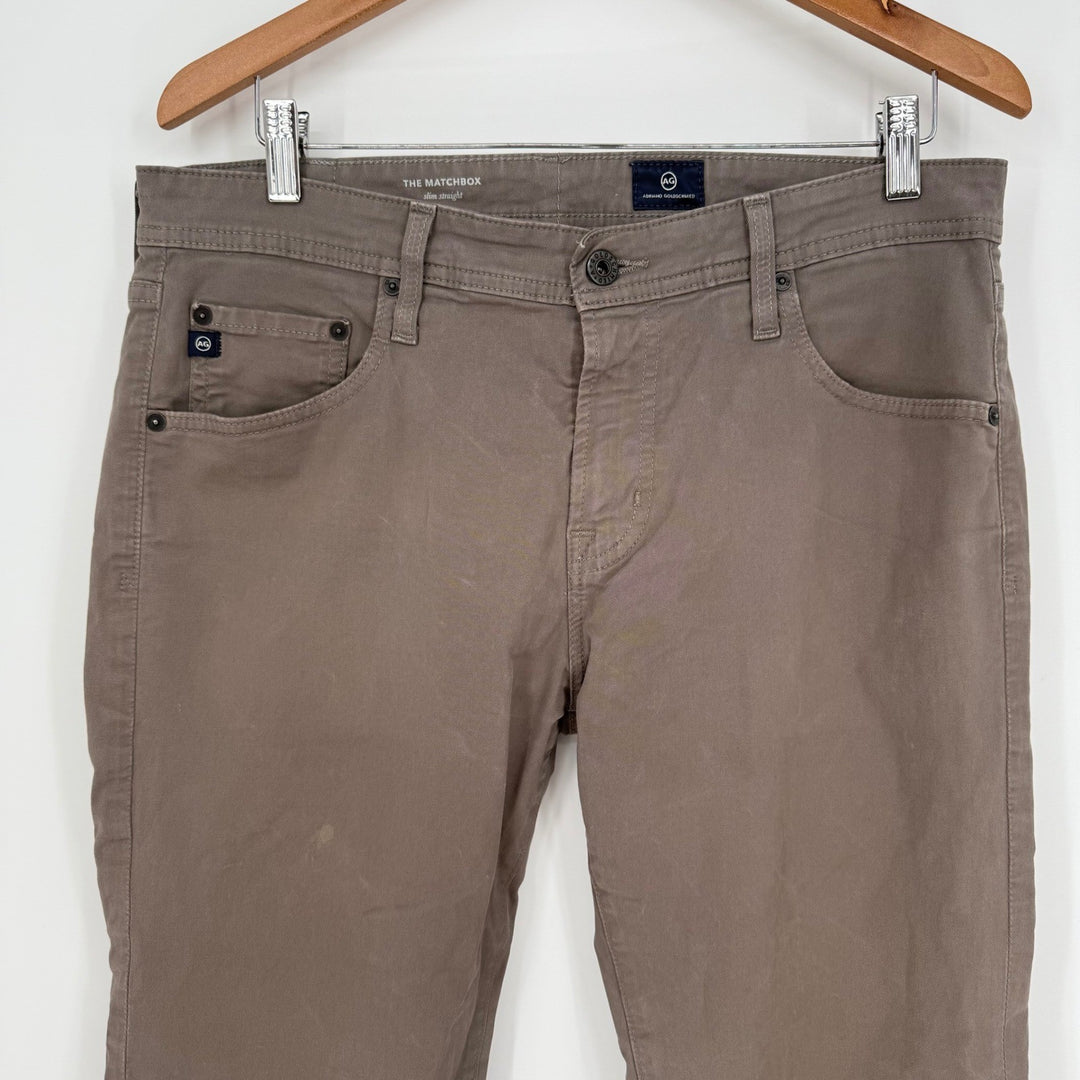 AG Adriano Goldschmied The Matchbox Slim Straight Pants Taupe Men Size 32