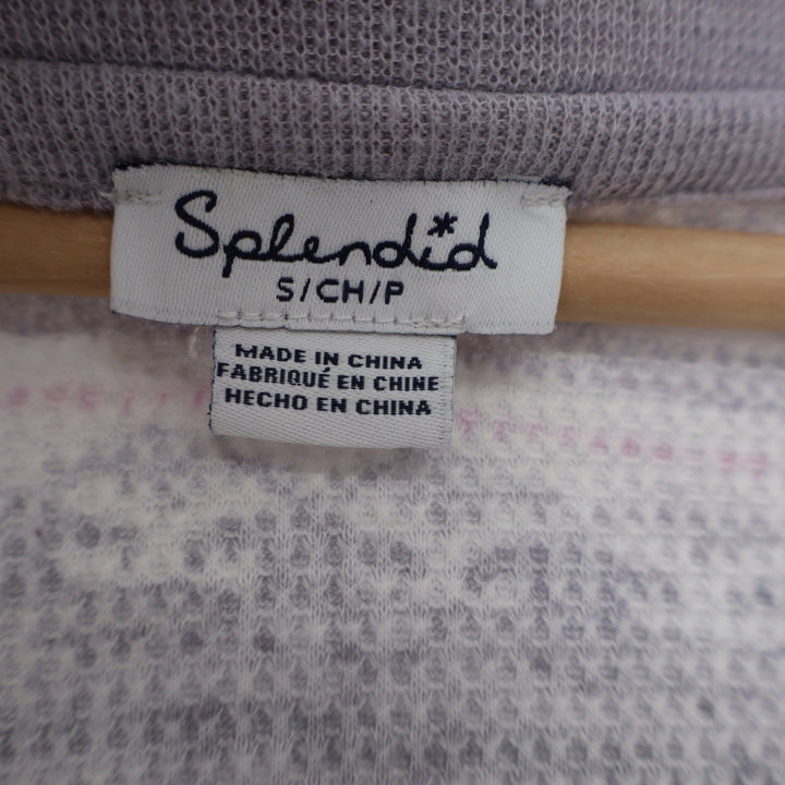 Splendid Womens Purple Fair Isle Waffle Knit Thermal Pajama Set Henley S