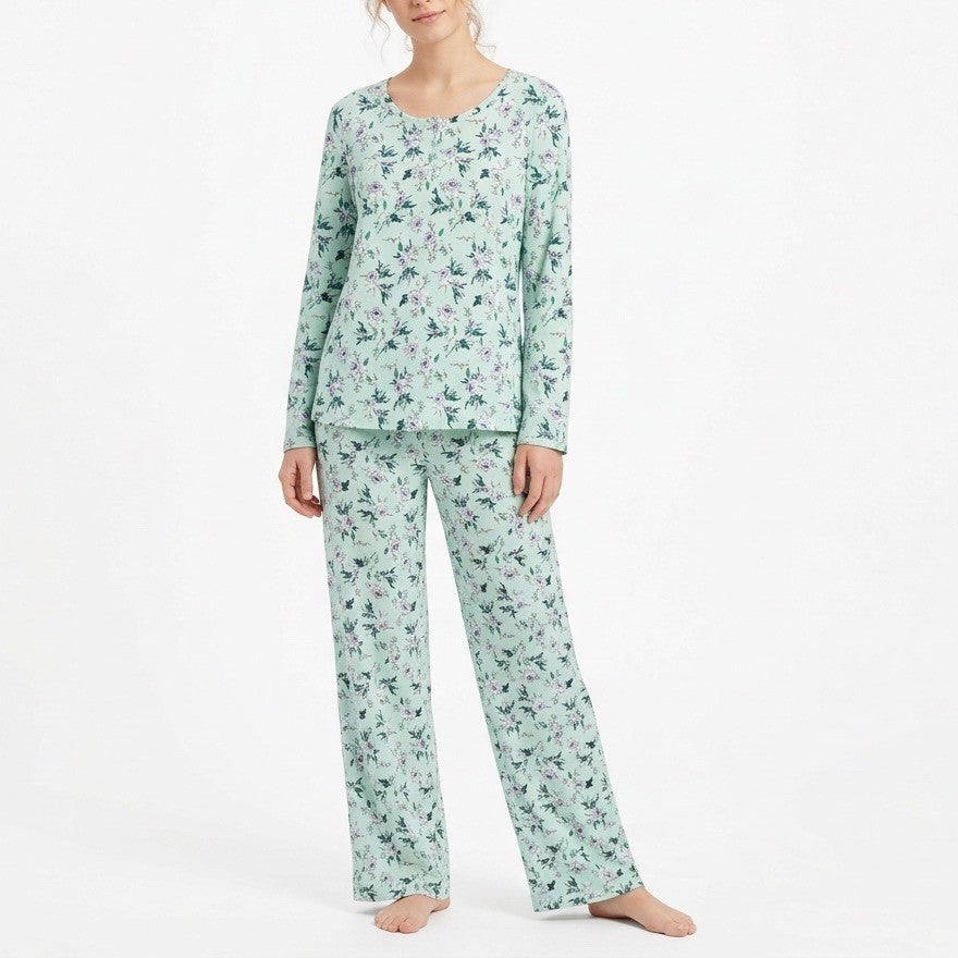Charter Club Intimates 2-PC Pajamas Set Womens XL Blue Floral Stretch Straight