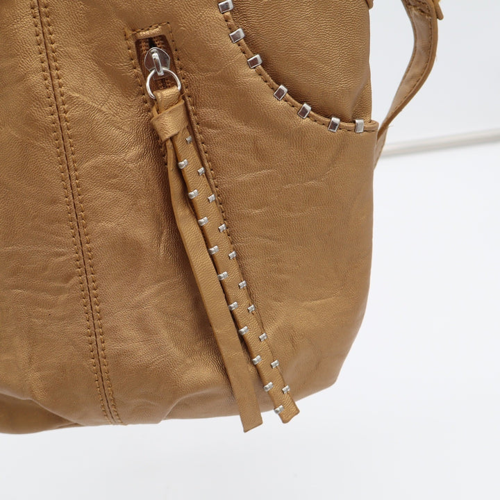 Bueno Crossbody Bag Womens Medium Gold Metallic Studded Tassel Excellent