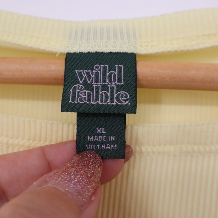 Wild Fable Womens Cropped Ribbed Long Sleeve Top Yellow XL