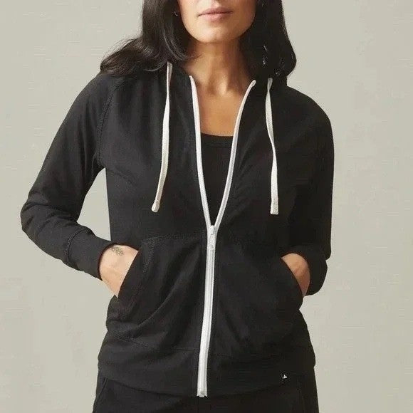 American Giant Lightweight Full Zip Hoodie Womens 2XL Black Tri Blend Jersey