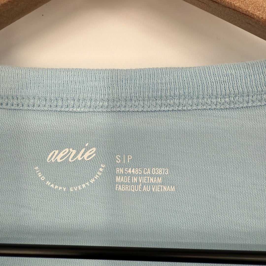 Aerie Graphic T Shirt Cheer Each Other On Blue Short Sleeve Casual Top S