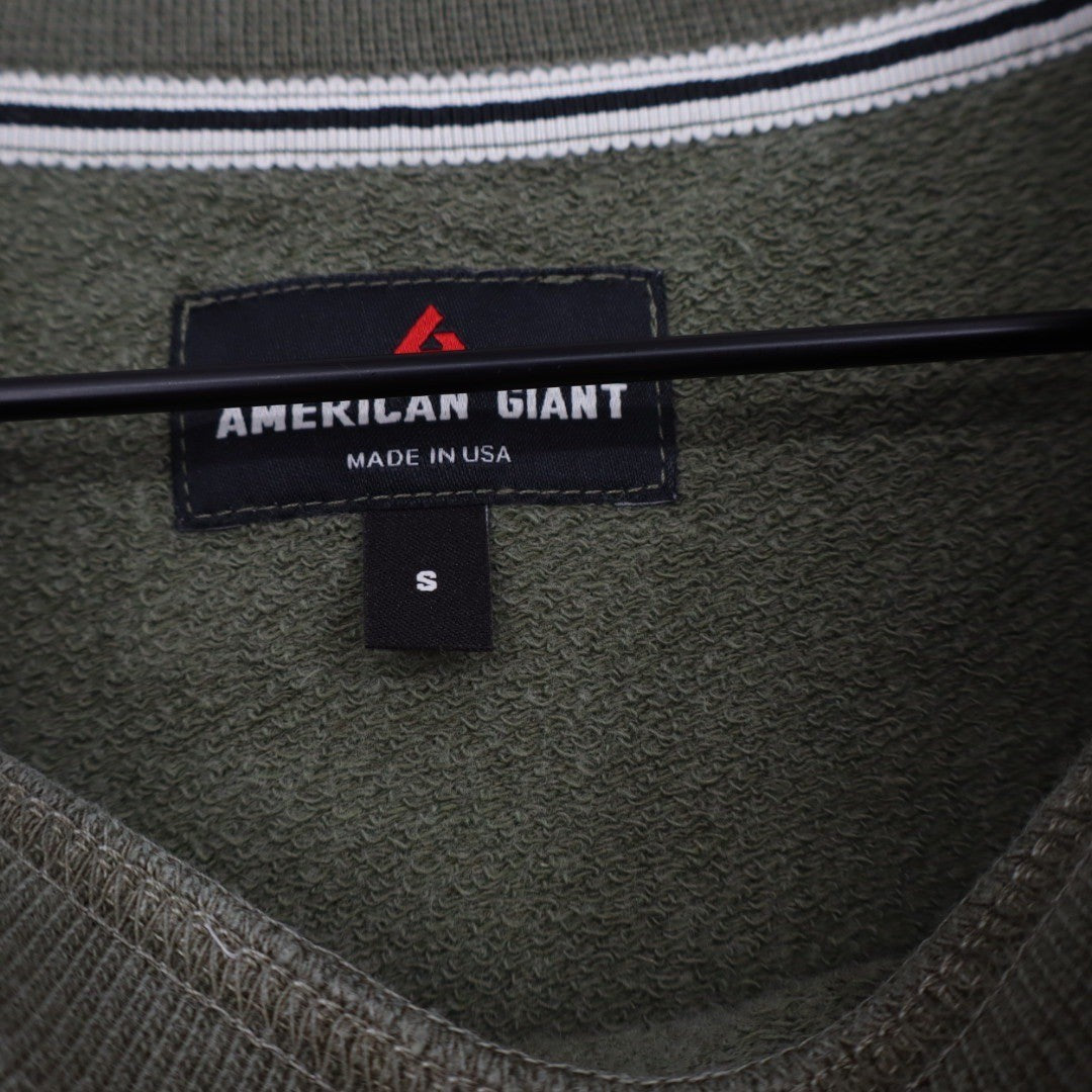American Giant Crewneck Sweatshirt Olive Green Made in USA Casual Size S