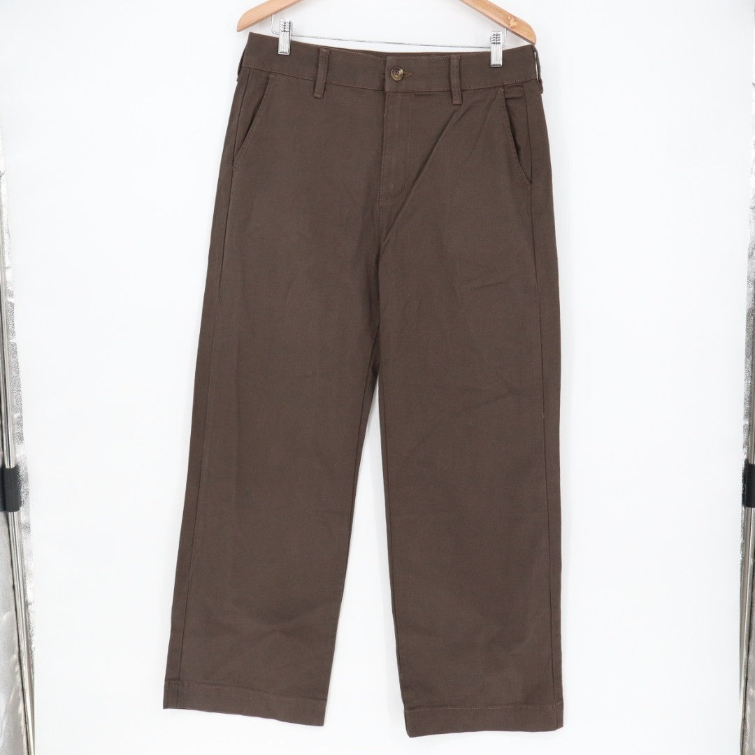 American Giant Chino Pants Womens 16 Brown Cotton Stretch Straight Leg High Rise