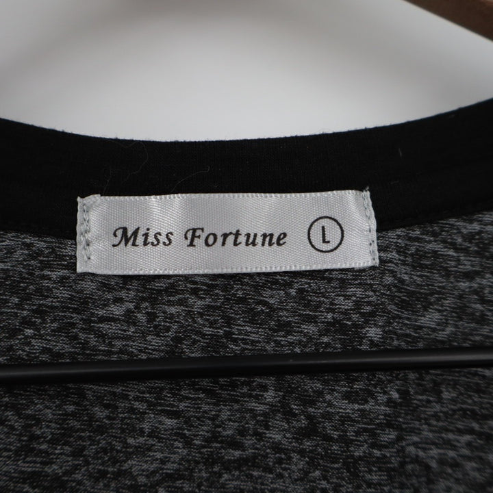 Miss Fortune T-Shirt Womens Large Gray Space Dye Crew Neck Raglan Sleeve Active