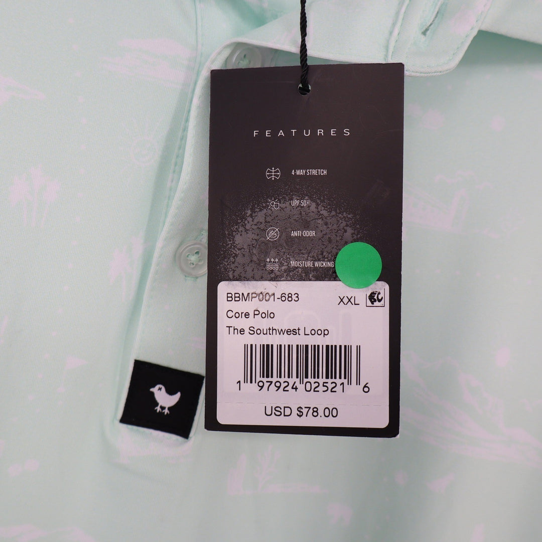 Bad Birdie Southwest Loop Golf Polo Mint Green Graphic Print Mens 2XL