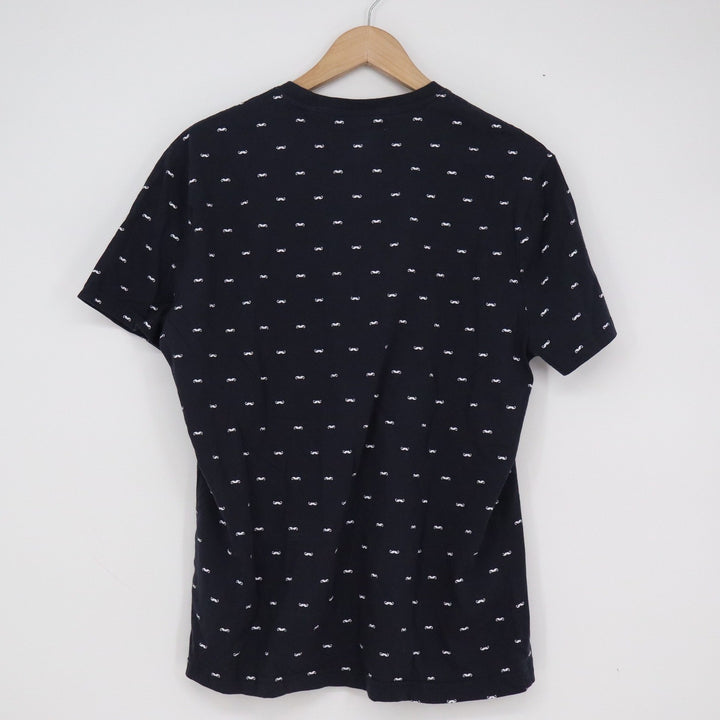 Original Penguin Mens Navy Blue Mustache Print Cotton T-Shirt Size L