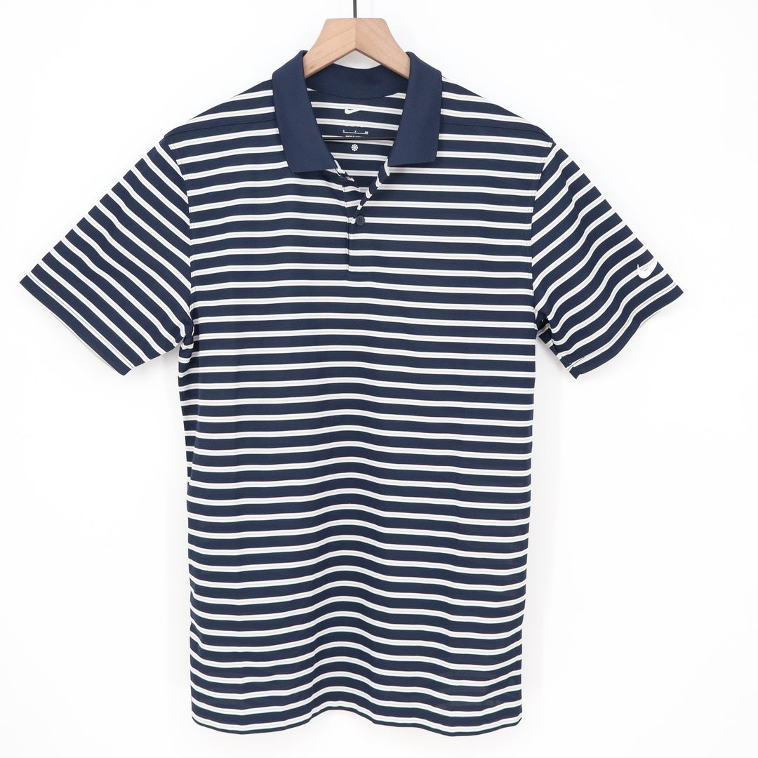 Nike Golf Mens Dri-FIT Victory Striped Polo Shirt Navy White Small